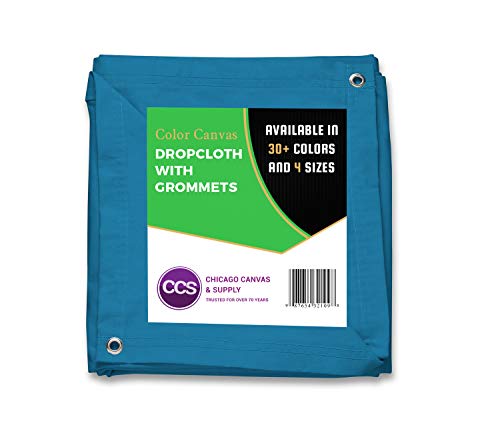 Super Deal Product Heavy Purpose Canvas Drop Cloth with Grommets by CCS CHICAGO CANVAS & SUPPLY Cotton Canvas Tarp for Floor & Furniture Protection Washable Reusable Duck Dropcloth Curtains, Turquoise, 8 by 10 Feet Hottest Sales Heavy Purpose Canvas Drop Cloth with Grommets by CCS CHICAGO CANVAS & SUPPLY Cotton Canvas Tarp for Floor & Furniture Protection Washable Reusable Duck Dropcloth Curtains, Turquoise, 8 by 10 Feet