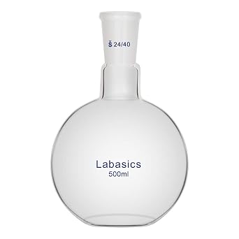 Labasics Glass 500ml Single Neck Flat Bottom Boiling Flask, with 24/40 Standard Taper Outer Joint, 500ml