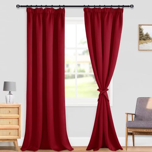 DWCN Blackout Curtains for Bedroom Thermal Insulated Curtains with Tiebacks Pencil Pleat Window Curtains for Living Room 55 x 96 inch Length - Image 2