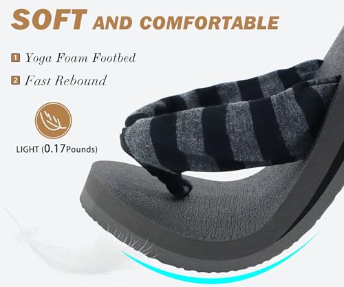 Image of KuaiLu Flip Flops for Women with Arch Support Summer Beach Thong Sandals | Comfortable Yoga Mat Walking Shoes Cushion Slip On Casual Outfits Indoor Outdoor