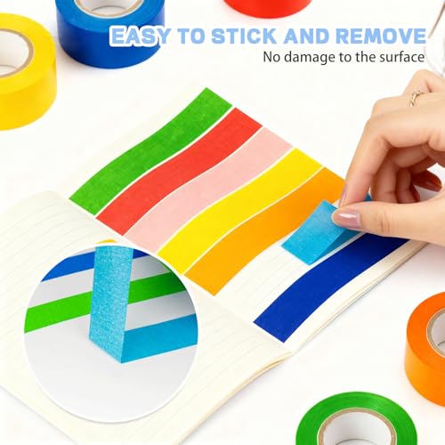 Image of 12PCS Colored Masking Tape, Colored Tape for Kids Art Supplies, DIY Craft Tape, Colored Painters Tape for Labeling, Classroom, Decorative, Rainbow Color Tape Rolls 1In x 13Yards(2.5cm x 12m)