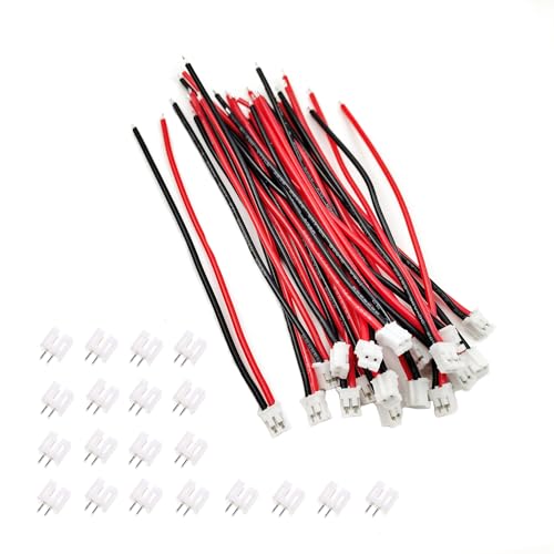 20 sets Mini Micro JST-PH 2,0 mm 2-pins stekkers met 10 cm siliconen kabel en bus JST PH 2,0 stekker kit
