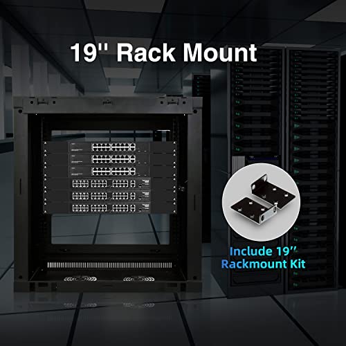 Image of 16 Port PoE Switch with 2 Gigabit Uplink, 10 /100Mbps PoE+ Ports, 100 /1000Mbps Uplink, IEEE802.3af /at, Max 200W, VLAN & PoE Extend 250m, YuLinca Metal RackMount Fanless Unmanaged Ethernet Switch