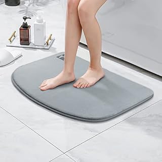 comfoyar Memory Foam Bathroom Mat, Extra Soft and Absorbent Non-Slip Bath Rug, Machine Washable Quick Dry Bath Floor Mat for Bathroom, Shower, 40 x 60 cm, Grey