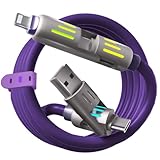 240W 4-in-1 USB C Multi Charger Cable with LED Indicator, PD 5A Fast Charging & Data Sync, Silicone, Compatible for iPhone, Samsung, Laptop, 4FT (Purple)