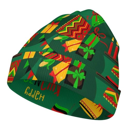 Happy Kwanzaa African American Heritage Festival Kids Beanie Hat for for Girls Boys Children Cap Winter Knitted Chemo Cancer Headwear Accessories Gifts Decoration Black