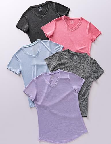Image of 5 Pack Women's Quick Dry Short Sleeve T Shirts, Athletic Workout Tee Tops for Gym Yoga Running