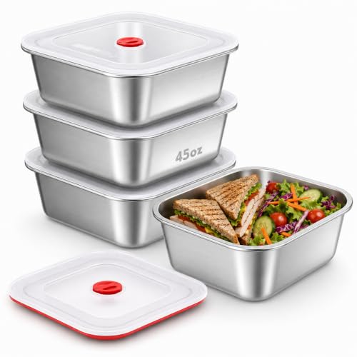monoan 45oz Stainless Steel Sandwich Containers with Leakproof Lids, 4 Pack by monoan - Used condition - US$10.72