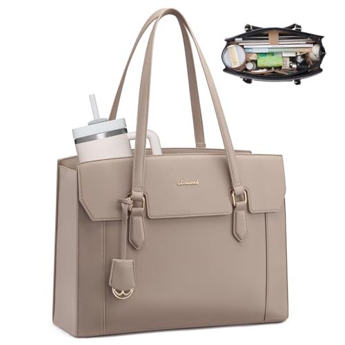LOVEVOOK Laptop Handtasche Damen Groß 15 6 Zoll Arbeitstasche Elegant Leder Shopper Tote Bag Women Lehrertasche Aktentasche Tragetasche Einkaufstasche mit Reißverschluss für Work Büro Business Schule
