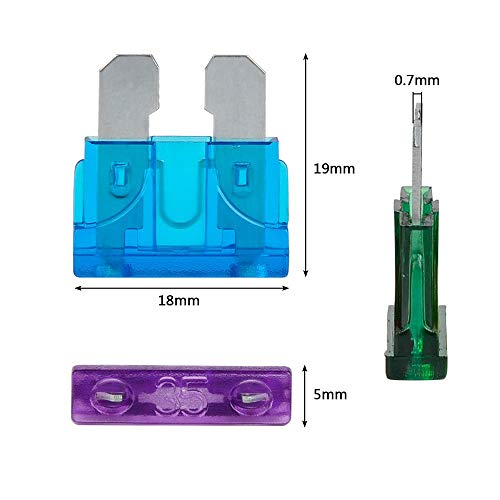 Yorten Kit de sortimento de fusíveis de lâminas de 105 peças para carros porta-fusíveis compatíveis