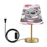 Table Lamp for Living Room Bedroom Koala with Pink Leaves Bedside Lamps for Nightstand 3 Color Dimming Up Flaxen Fabric Shade for Reading Office Dorm