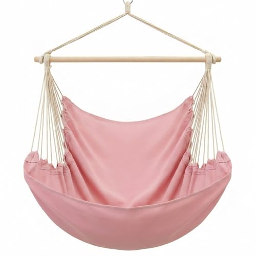 AMANKA XXL Hängesessel Rosa 185x130 cm belastbar bis 150kg - Schwebesessel für Garten, Balkon & Terrasse – Boho Style oder klassisch – dekorativer Hängestuhl als Sitzsack zum Hängen