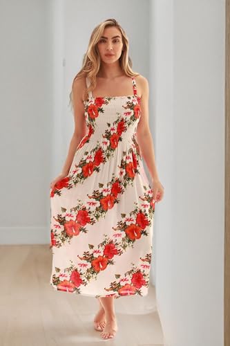 Image of Just Love Floral Print Tube Sundress Swimwear Cover Up Summer Dress for Women
