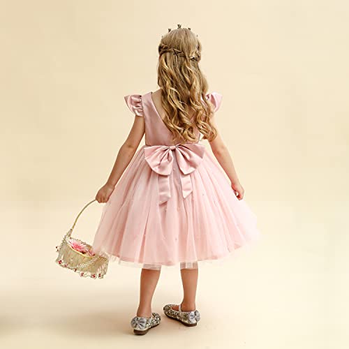 Nnjxd Baby Girl Dress Tutu Flower Dresses Pageant Bowknot Pearls Weeding Gown 767 Pink 6-12 Months #TOP2