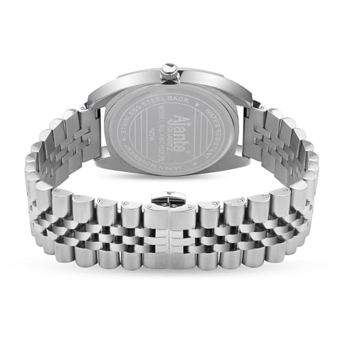 Image of Ajanta Quartz Analog Watch for Men | Stainless Steel Bracelet | Round Dial with Square Case | Classic Formal Wrist Watch | Office Wear|AWC132ESG