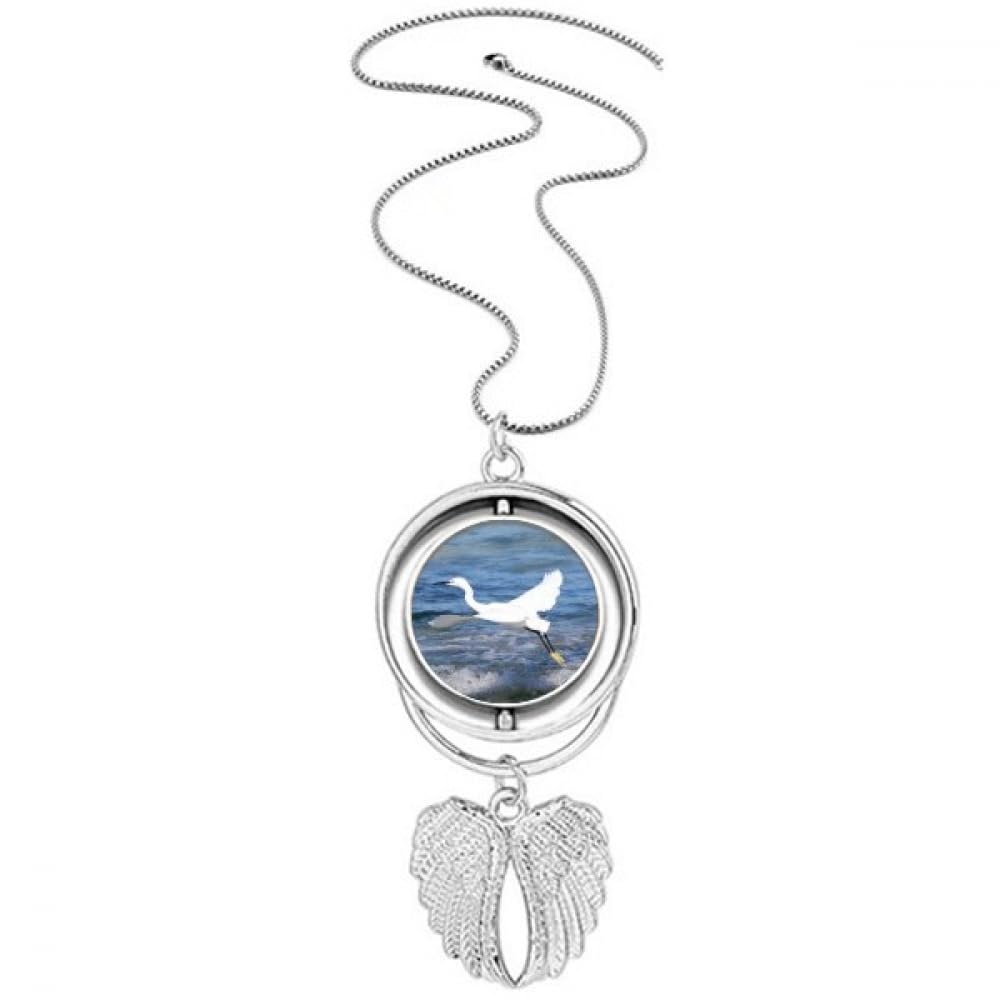 Collier avec pendentif ailes d'ange médaillon oiseau blanc finitions main - 4