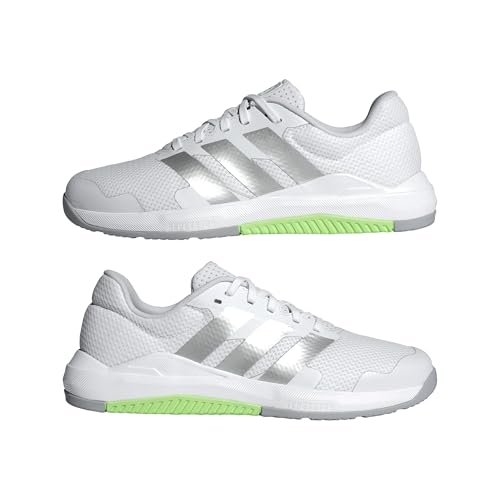 adidas Femme Dropset Base Training Shoes Chaussures de Sport et d'entraînement, Cloud White/Matte Silver/Lime Burst, 40 EU