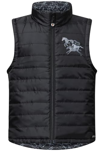 Kerrits Kids Round Up Reversible Quilted Equestrian Vest – Warm Kids Horse Riding Vest for Winter, Fun Horse Print Design