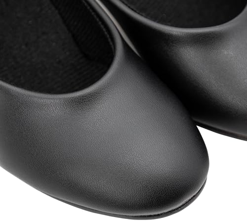 Linodes PU Leather Ankle Strap Character Shoe 1.55\'\' Dance Shoes for Women-Black-7M-UPD