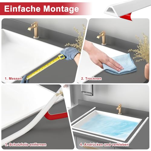 Miniatura 7 de Niuny Barrera Agua Ducha Borde Plato Ducha 2m Perfil Silicona Duchas Tira De Protección Contra Salpicaduras Plegable Autoadhesiva Tope De Agua Blanco Para Cabina De Duchas Y Lavabo De Cocina