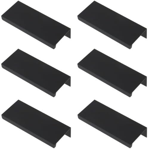 3.15 Inch Finger Pull 6Pcs, 2.52 Inch Hole Centers, Aluminum Alloy, Black