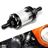 Ajxn 1 PC Motorcycle Inline Fuel Filter, 3.62' x 1.1' High Efficiency Filtration Boost Power Oil Filter Cup, Tempered Glass Transparent Visible Oil Level Filter, Universal for Motorcycles (Black)