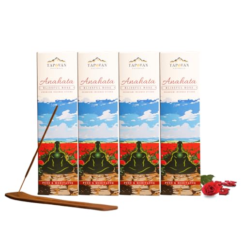 Image of Rose Incense Sticks Anahata Pack of 4 160 Sticks Natural Handcrafted Agarbatti Long Lasting Rose Fragrance for Meditation Relaxation Yoga Pooja Home Temple Stress Relief Calm Mind