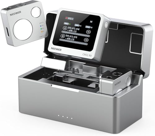 NEEWER CM31 Microphone Lavalier sans Fil avec Stockage de 8GB Batterie 24H Enregistrement 14H Portée 820 Pieds 48KHz 24 Bits Suppression du Bruit pour iPhone iPad Android PC Caméra Youtube/TikTok