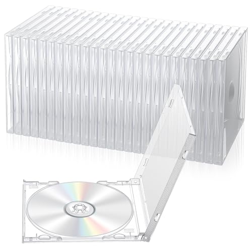 Meyeyaia - 25 PCS CD Jewel Cases 10.4 mm Clear Empty CD Cases Acrylic Blank CDs Jewel Storage Case with Assembled Tray for Home, Office, School CDs DVDs Protection and Replacemen