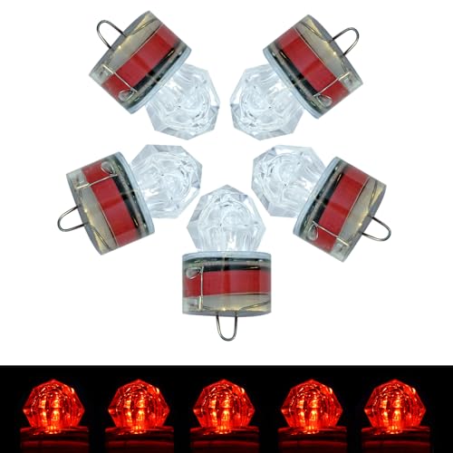 DunkTeam 5PCS Diamond LED Underwater Fishing Lures，LED Lighted Bait Flasher，Deep Drop Fishing Lures, Attractive Light Bait Lure Lamp