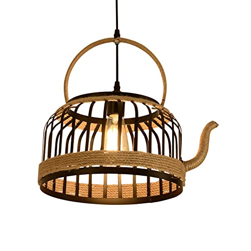 Lustre corde de chanvre pour salon de campagne et salle à manger chaleureuse