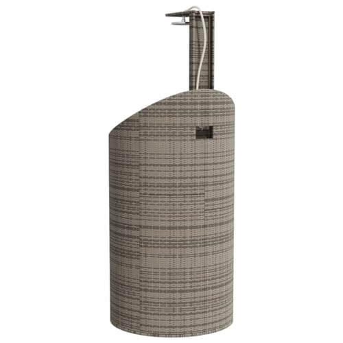 vidaXL Gray Poly Rattan Outdoor Shower - Acacia Wood Base - Garden/Pool Shower - 39.4"x39.4"x95.1"