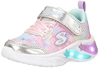 Skechers Kid's Star Sparks Sneaker, Silver/Multi, 6 Toddler