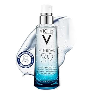 Vichy Minéral 89 Fragrance Free Face Serum Gel Booster or Cream, with Hyaluronic Acid, Hydrates and Strengthens & Suitable for Sensitive Skin. Paraben-Free, Alcohol-Free, Silicone-Free.