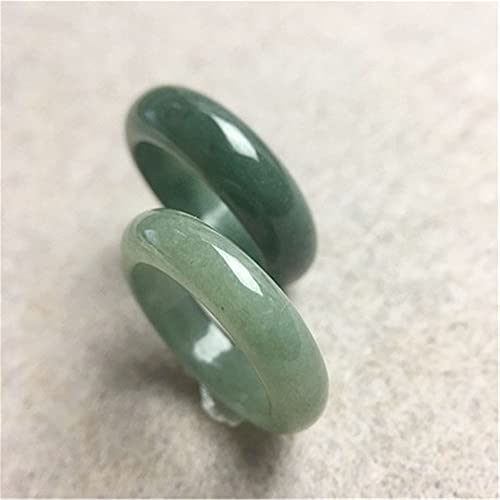 CAOMIAN Natural Gray Green Burma Jadeite Narrow Band Ring Grade A Jade Finger Circlet Lady Jewelry Gift Pendant (Ring Size : 7)