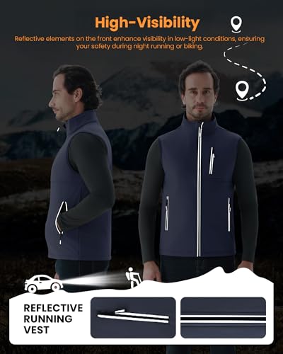 WULFUL Men's Windproof Lightweight Golf Vest Outerwear with Pockets, Softshell Sleeveless Jacket for Travel Hiking Running4