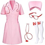 TOKYO REVENGERS Women 5Pcs Halloween Nurse Costume Set Doctor Outfit Lab Coat Nurse Hat Cosplay Party Costume With Accessories(PK S)