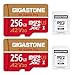 Gigastone 256GB 2-Pack Micro SD Card, Professional 4K Ultra HD, High Speed 4K UHD Gaming, Micro SDXC UHS-I U3 C10 Class 10 100MB/s Memory Card with Adapter, 5-Year Warranty