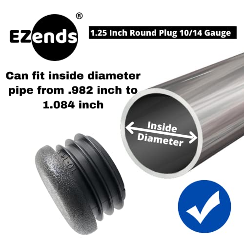 Image of Premium Grade 1 1 /4 Inch Round Plastic Plugs, Extra Durable 10-14 Gauge (20 Pack) Pipe Plug Tubing End Cap, Black Round End Caps, Durable Chair Glide Sliders, Furniture Floor Protection.