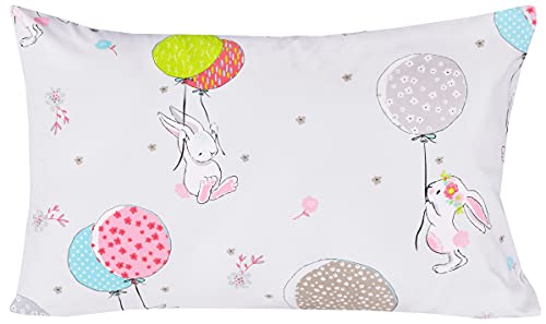J-Pinno Cute Cartoon Rabbit Bunny 100% Cotton 3 Pieces Twin Sheet Set For Kids Girls Children Flat Sheet + Fitted Sheet + Pillowcase Bedding Decoration Gift Set #TOP3