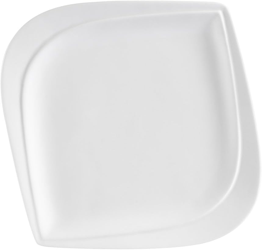 CAC China ASP-26 Aspen Tree 15-Inch New Bone White Porcelain Leaf Shape Square Plate, Box of 12