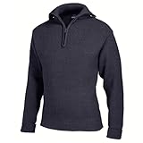 modAS Unisex Troyer aus 100% Schurwolle - Seemann-Pullover mit Troyer-Kragen in Marine Größe 50