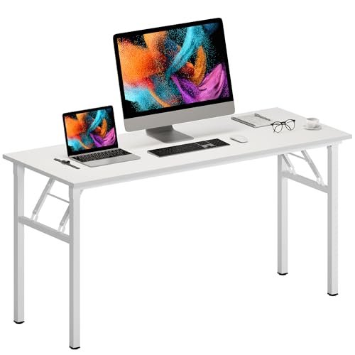 Image of Need Office Computer Desk 60 Inch Sturdy Folding Laptop Table White