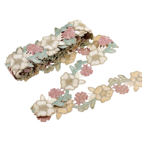 PH PandaHall Cinta de encaje floral bordada de flores de 4,5 m de ancho, adornos de costura vintage, apliques para adornos, vestidos, ropa, decoración, proyectos de manualidades