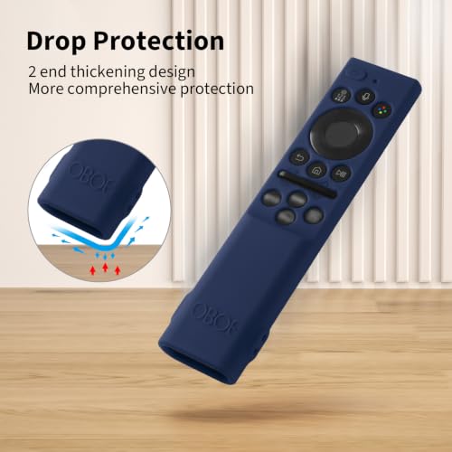 Image of Oboe Silicone TV Remote Cover for Samsung Smart TV BN59-01498A, Dark Blue | 2026 Model, Open Key Case, with Lanyard, Remote Not Included