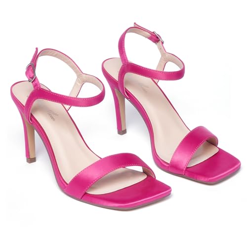 Sandales à talons aiguilles de 7,6 cm GENSHUO avec bout carré et bride cheville
