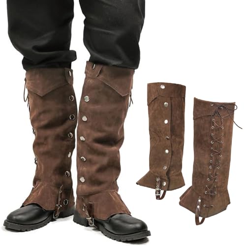 Couvre-jambes de pirate médiéval en similicuir marron style Renaissance