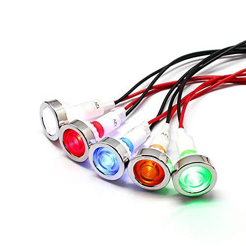 Image of 1Pc LED Pilot Indicator, 12V DC / 125V AC / 230V AC / 400V AC Pilot Light Bulbs, 10mm Metal Indicator Light Waterproof Signal Lamp (Red/Yellow/Green)