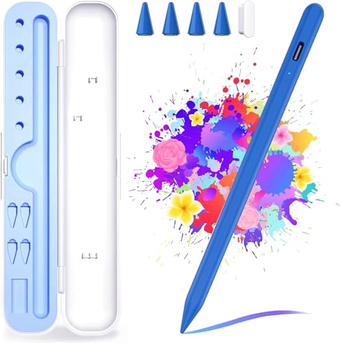 Stylus Pen for iPad A16/10th/9th Generation, 10Mins Fast Charge for Apple Pencil&iPad Pen, Compatible with iPad A16/10th/9th/8th/7th/6/Pro 13'' 11'' M4/12.9 inch/Air 11'' 13'' M3/M2/Mini 7/6/5, Blue