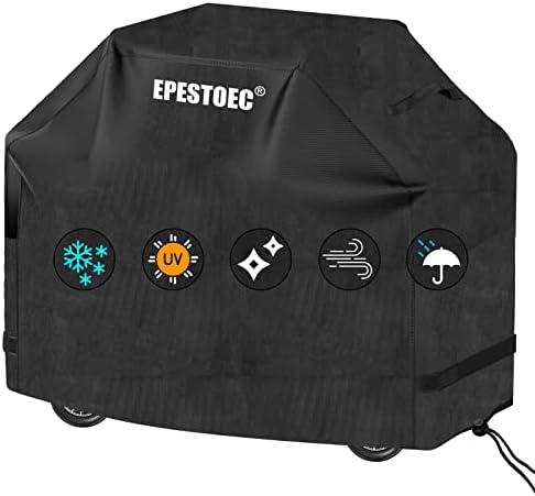 EPESTOEC Grill Cover, Grill Cover for Outdoor Grill,BBQ Cover, Waterproof & UV Resistant, Gas Grill Cover, Convenient Durable Ripstop, for Weber, Char Broil, Nexgrill and More Grills 58 Inch Black